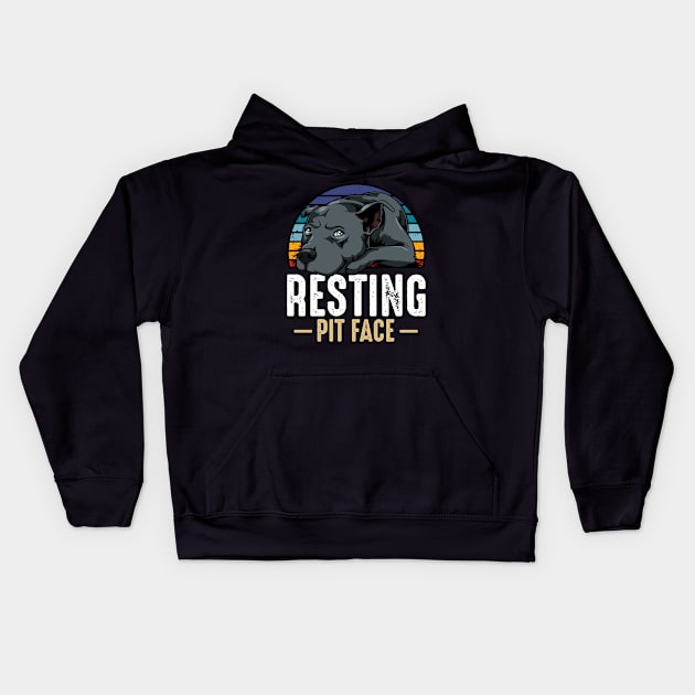 Resting Pit Face Pitbull Dog Pet Animal Lover Kids Hoodie by Funnyawesomedesigns